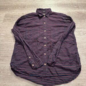 Abercrombie & Fitch Shirt Womens Medium Stripe Boyfriend Button Up Collar Cotton